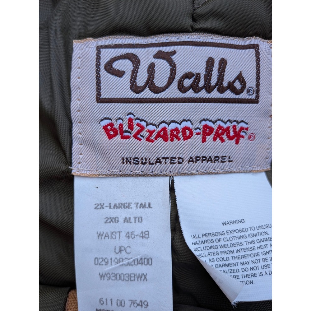 Walls Blizzard-Pruf Insulated Bib Overalls Brown Duck 2XL Tall W93003BWX - Picture 3 of 16